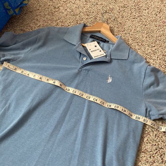 U.S Polo Assn Blue Cotton Polyester Polo Short Sleeve Shirt Mens Medium - Picture 4 of 6